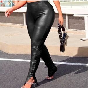 SHEIN Ruched Split High Waist Pants